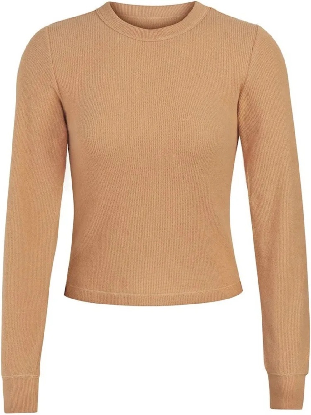 SKIMS Waffle Long Sleeve Top / Thermal Cropped Light Brown Large